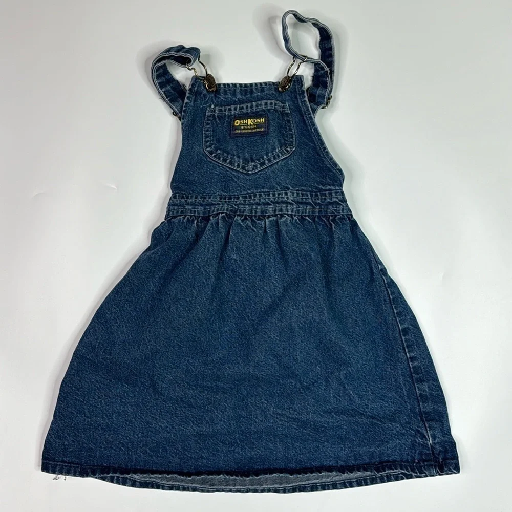 Vintage Oshkosh B'Gosh Denim Jean Overall Jumper Dress Size 6